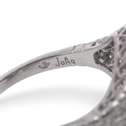 Art Deco Sapphire and Diamond Cluster Dress Ring in Platinum