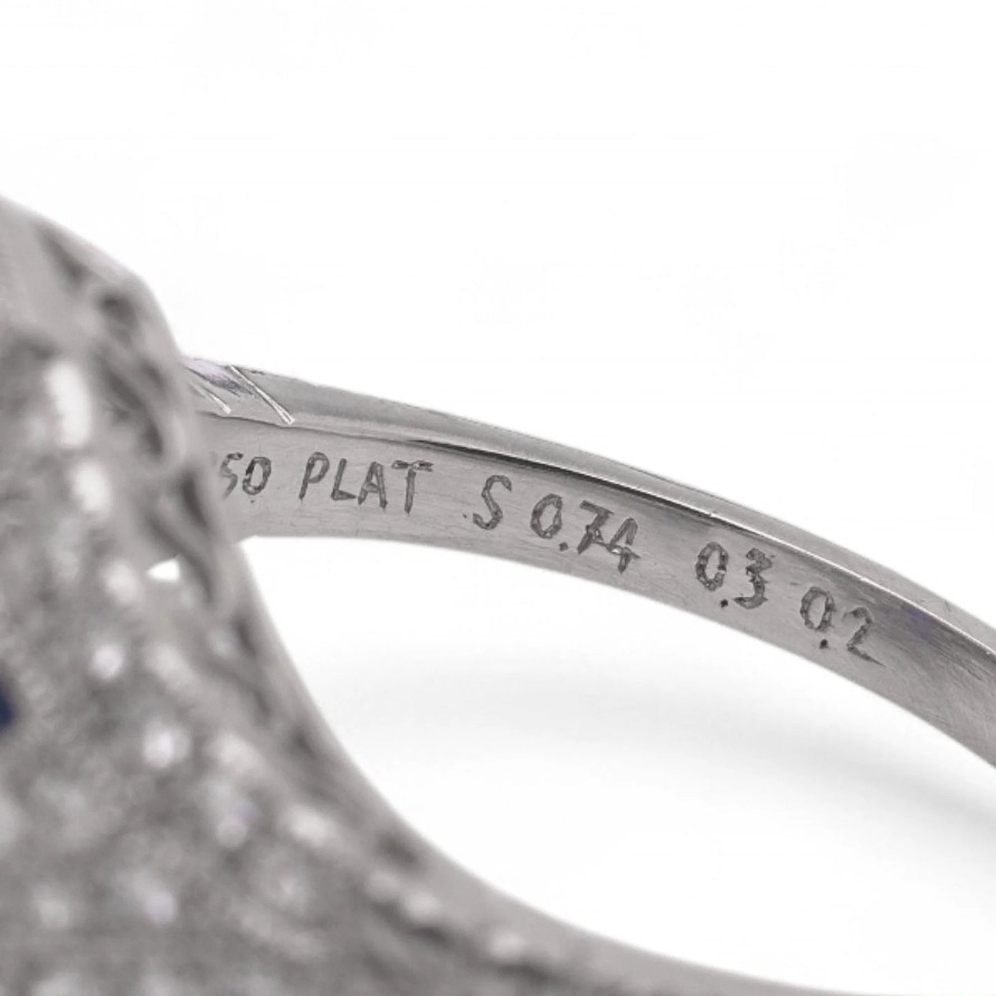 Art Deco Sapphire and Diamond Cluster Dress Ring in Platinum