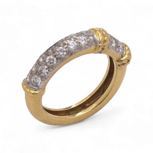 Vintage Kutchinsky Diamond Set 18ct Yellow Gold Band Ring