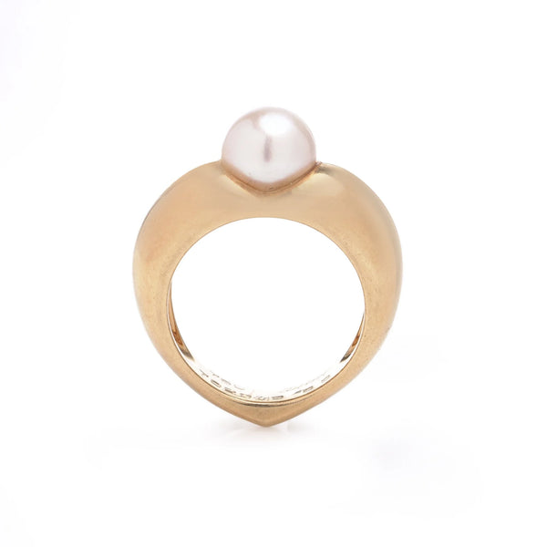 Vintage Cartier 18ct Gold Heart-Shaped Pearl Ring