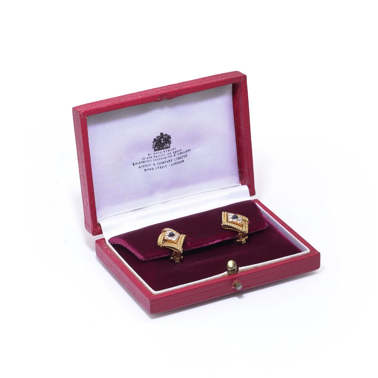 Asprey 18ct Gold Sapphire and Diamond Clip On Earrings