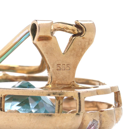 Vintage 20cts Blue Topaz and Diamond Clip On Earrings