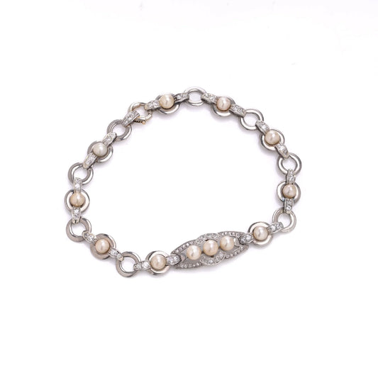Vintage Pearl and Diamond Bracelet