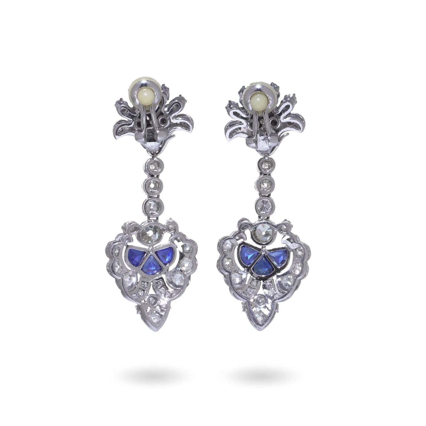 Art Deco Sapphire & Diamond Day and Night Clip-On Earrings