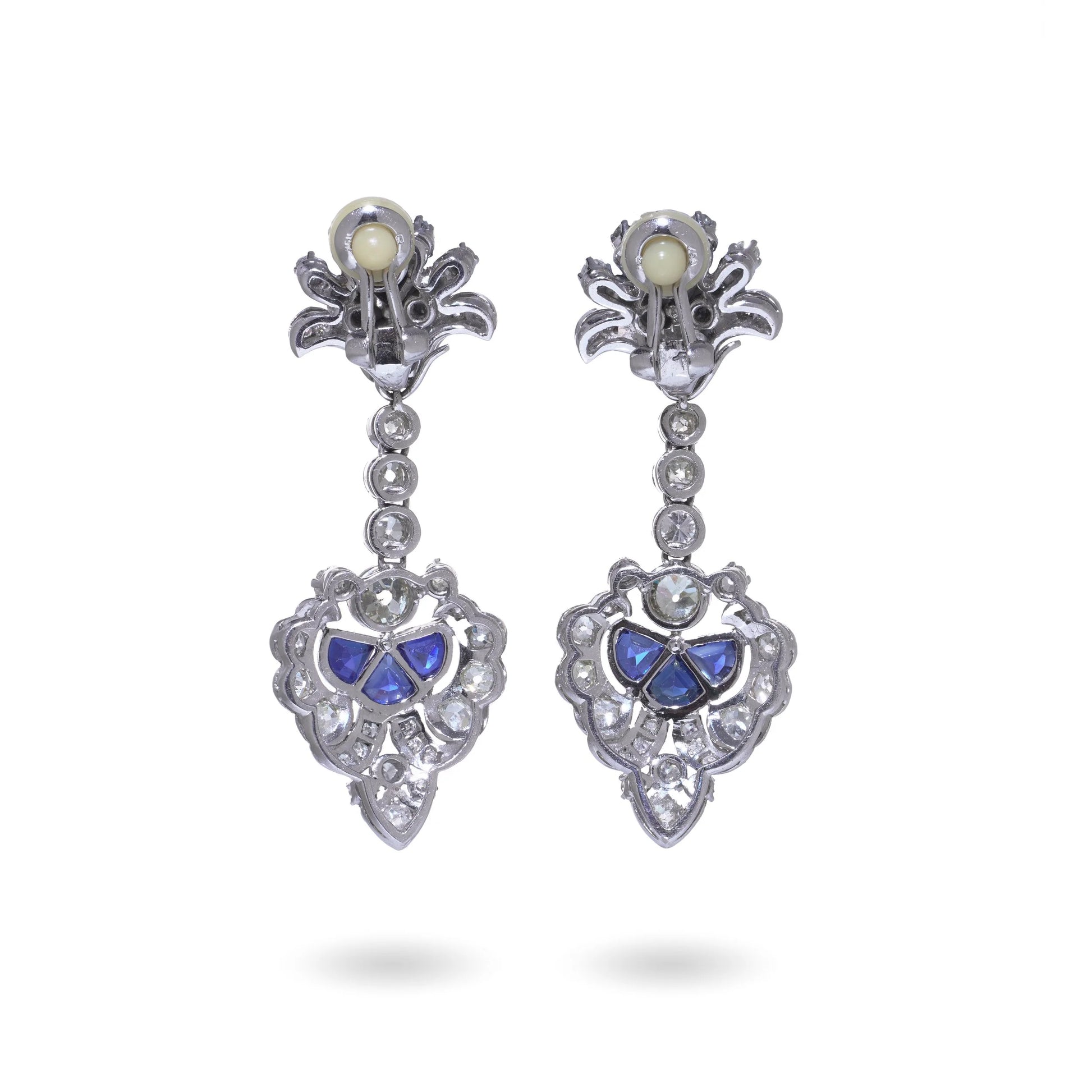Art Deco Sapphire & Diamond Day and Night Clip-On Earrings