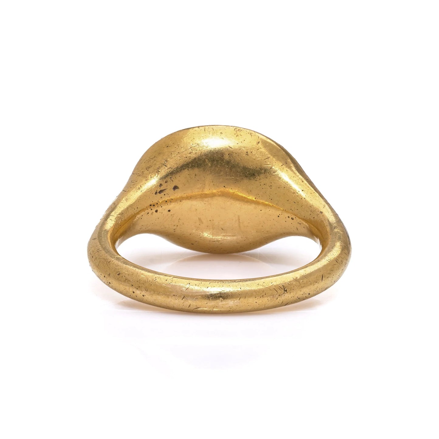 17th Century 21kt Gold Engraved Signet Ring with Anchor and Guild Crest