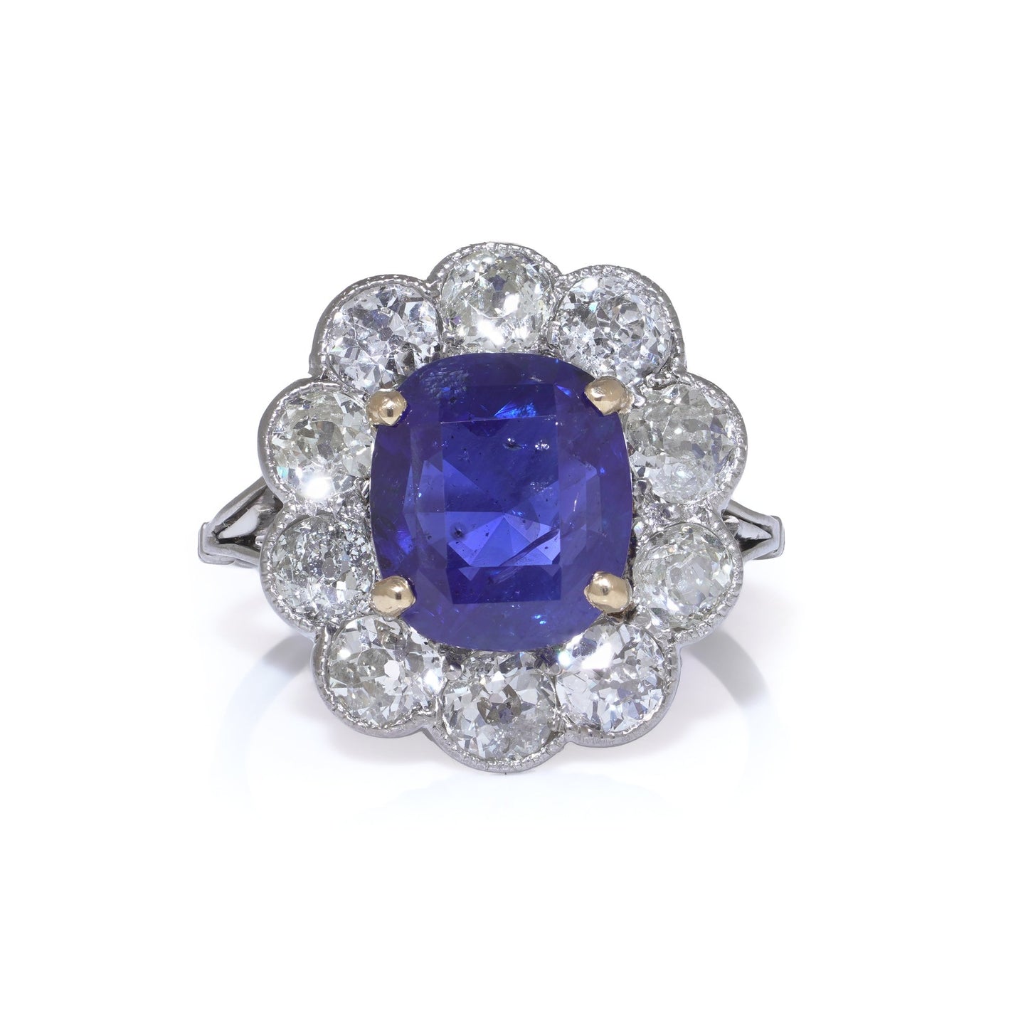 Art Deco 18kt White Gold Blue Sapphire and Diamond Ring, Circa 1920s
