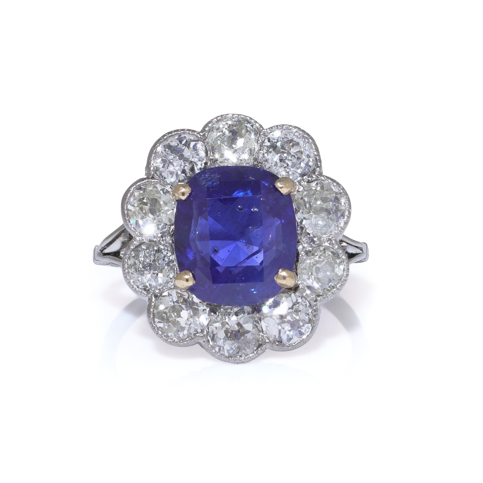 Art Deco 18kt White Gold Blue Sapphire and Diamond Ring, Circa 1920s