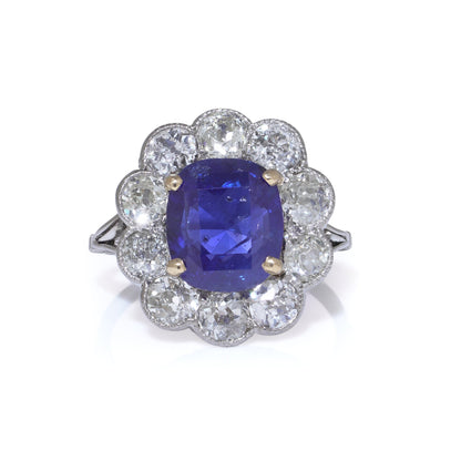 Art Deco 18kt White Gold Blue Sapphire and Diamond Ring, Circa 1920s