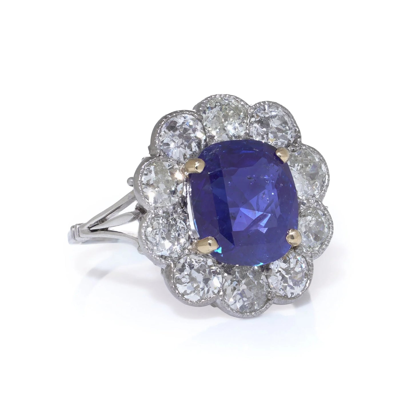 Art Deco 18kt White Gold Blue Sapphire and Diamond Ring, Circa 1920s