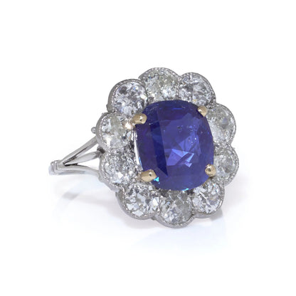Art Deco 18kt White Gold Blue Sapphire and Diamond Ring, Circa 1920s