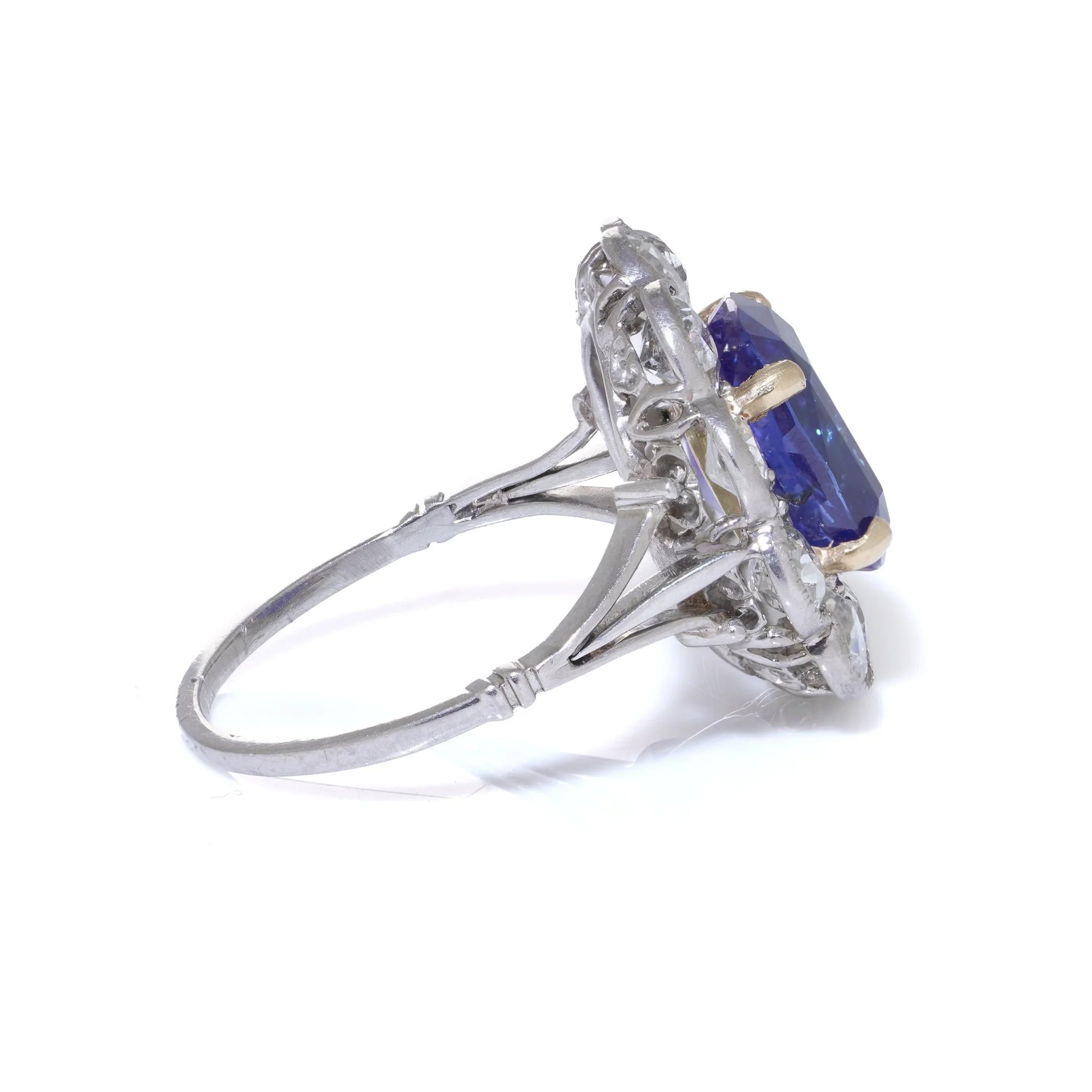 Art Deco 18kt White Gold Blue Sapphire and Diamond Ring, Circa 1920s