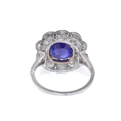 Art Deco 18kt White Gold Blue Sapphire and Diamond Ring, Circa 1920s