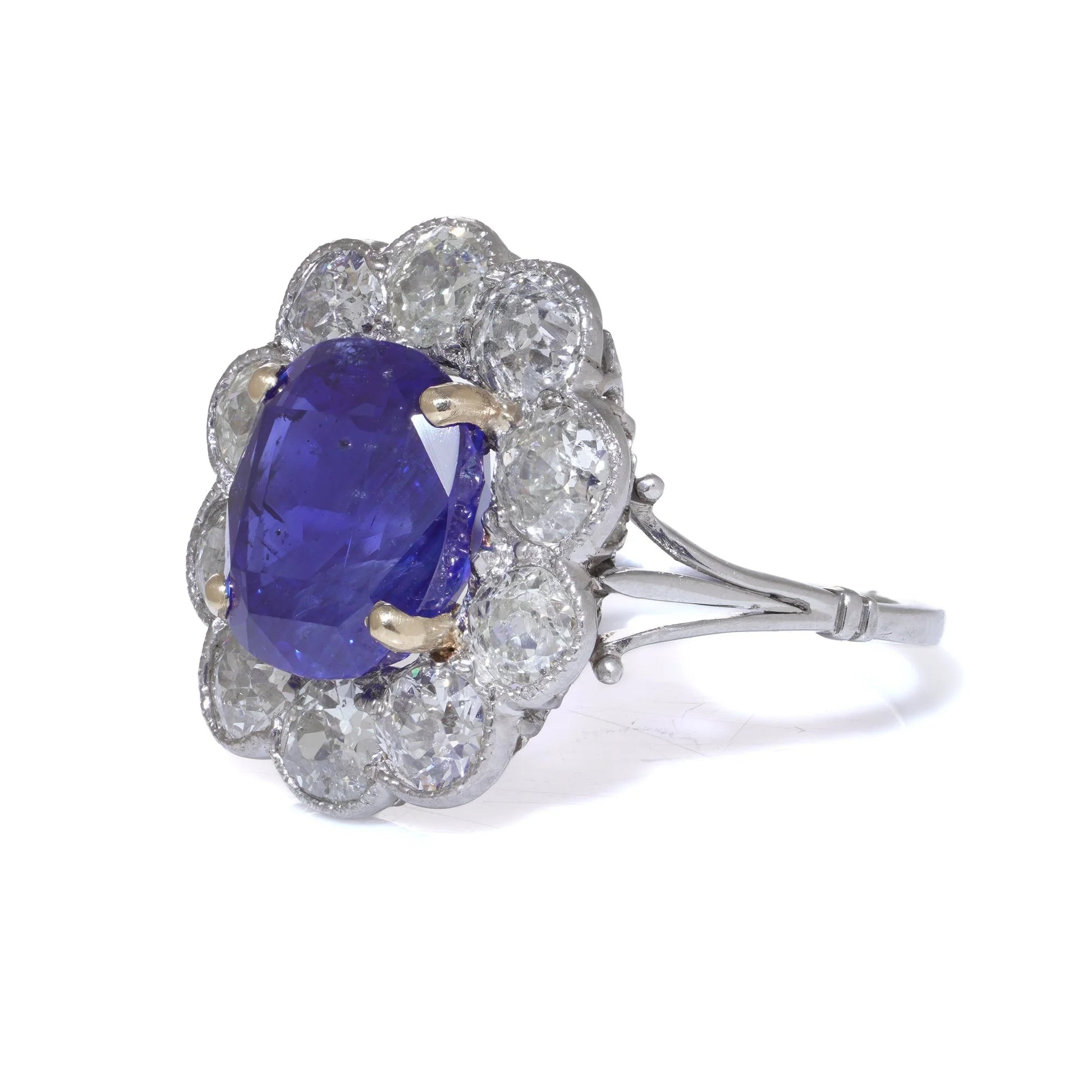 Art Deco 18kt White Gold Blue Sapphire and Diamond Ring, Circa 1920s