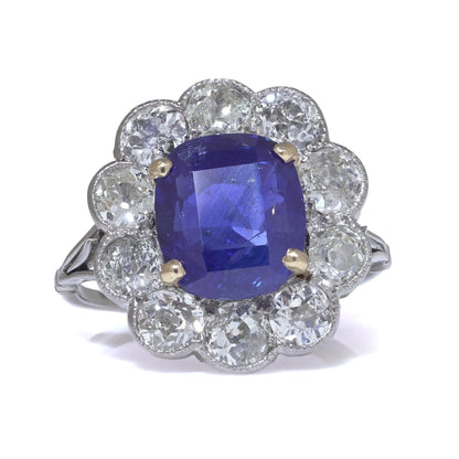 Art Deco 18kt White Gold Blue Sapphire and Diamond Ring, Circa 1920s