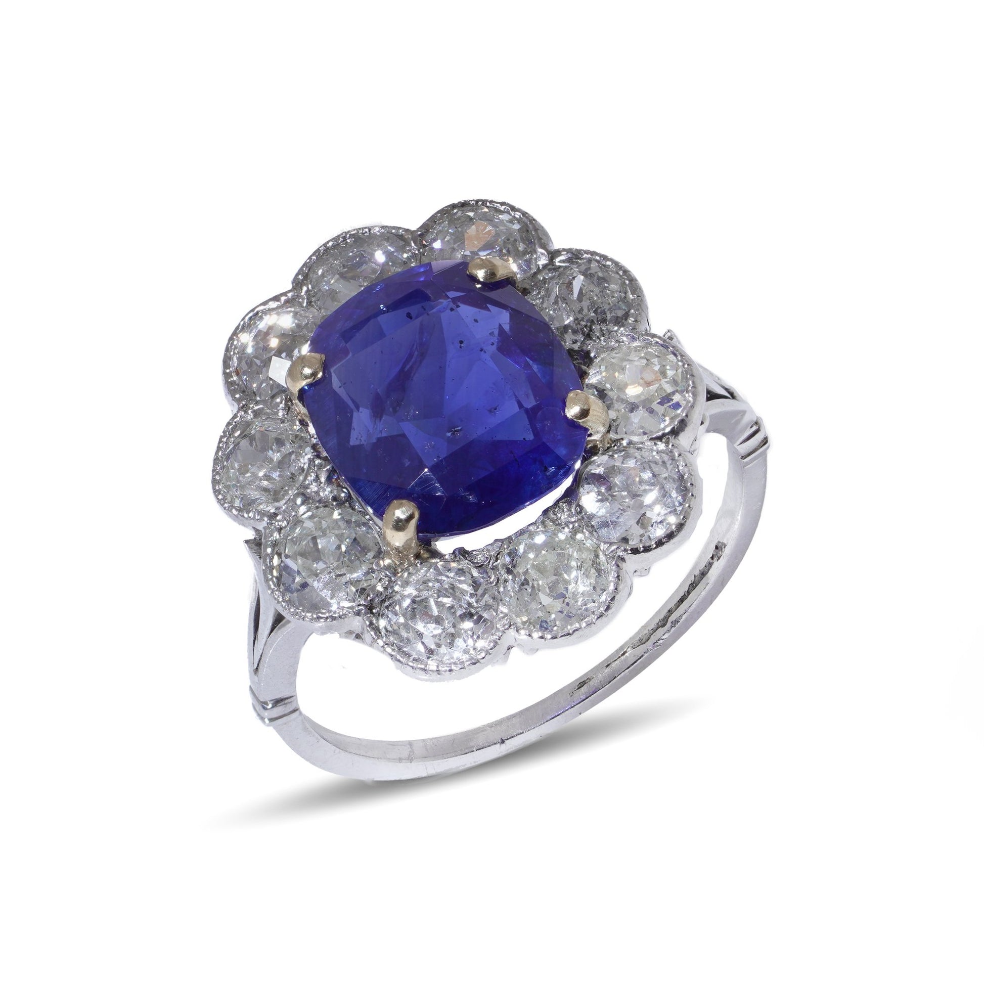 Art Deco 18kt White Gold Blue Sapphire and Diamond Ring, Circa 1920s