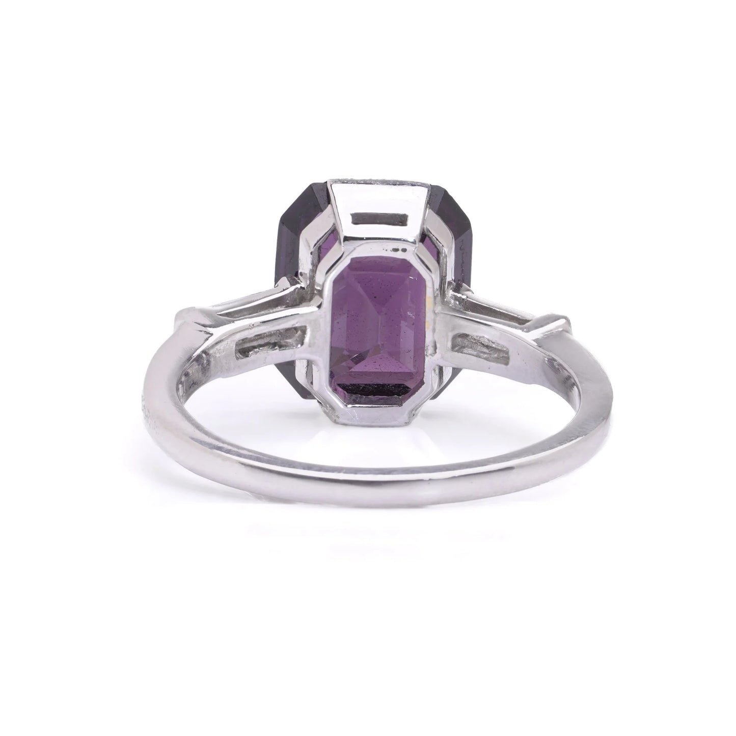 6ct Purple Spinel and Baguette Diamond Engagement Ring in Platinum