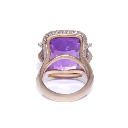 Vintage Amethyst and Diamond Ring, Signed Gasal