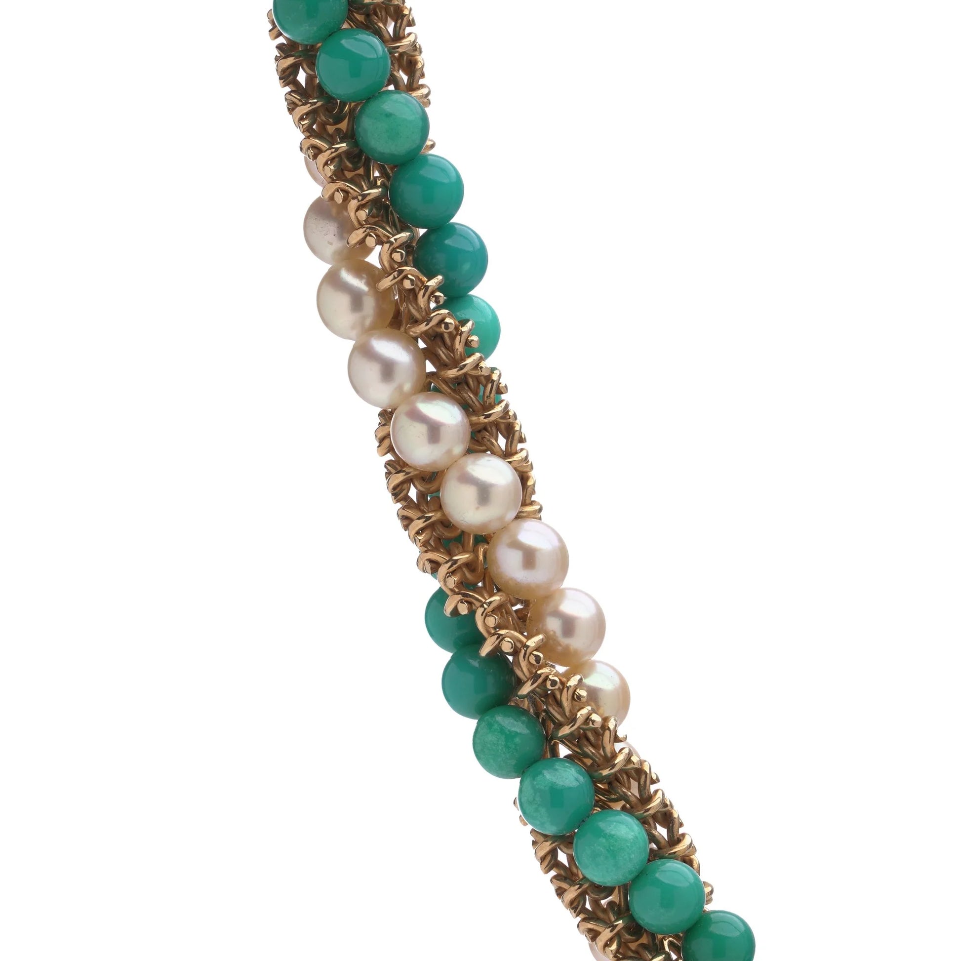 Vintage Van Cleef and Arpels Turquoise Pearl Gold Twist Necklace