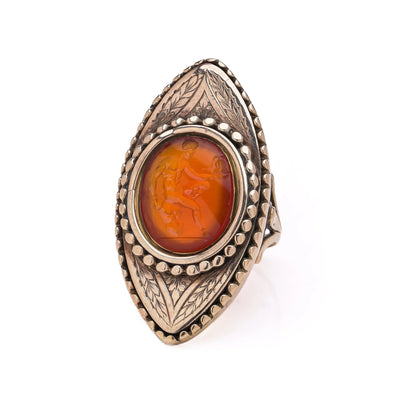 Victorian Antique Roman Carnelian Cameo Ring in 15ct Gold
