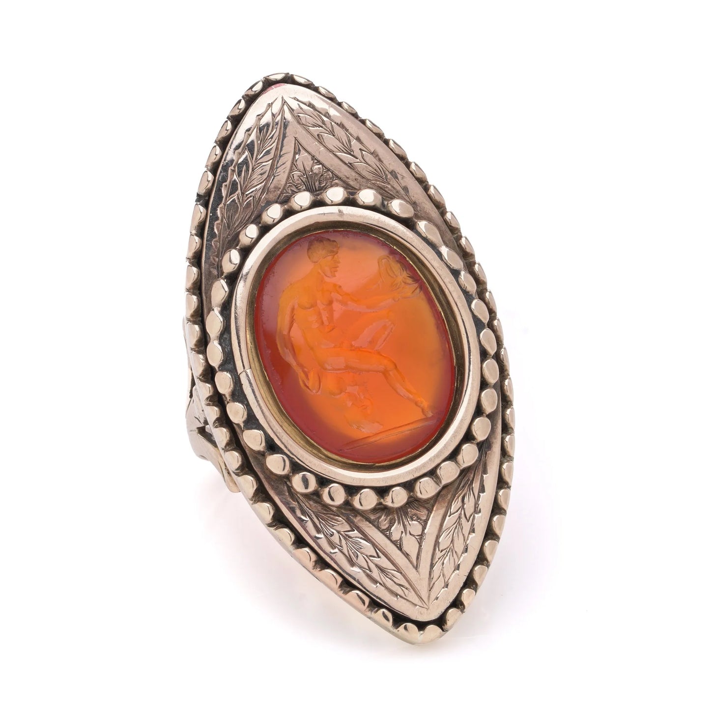 Victorian Antique Roman Carnelian Cameo Ring in 15ct Gold