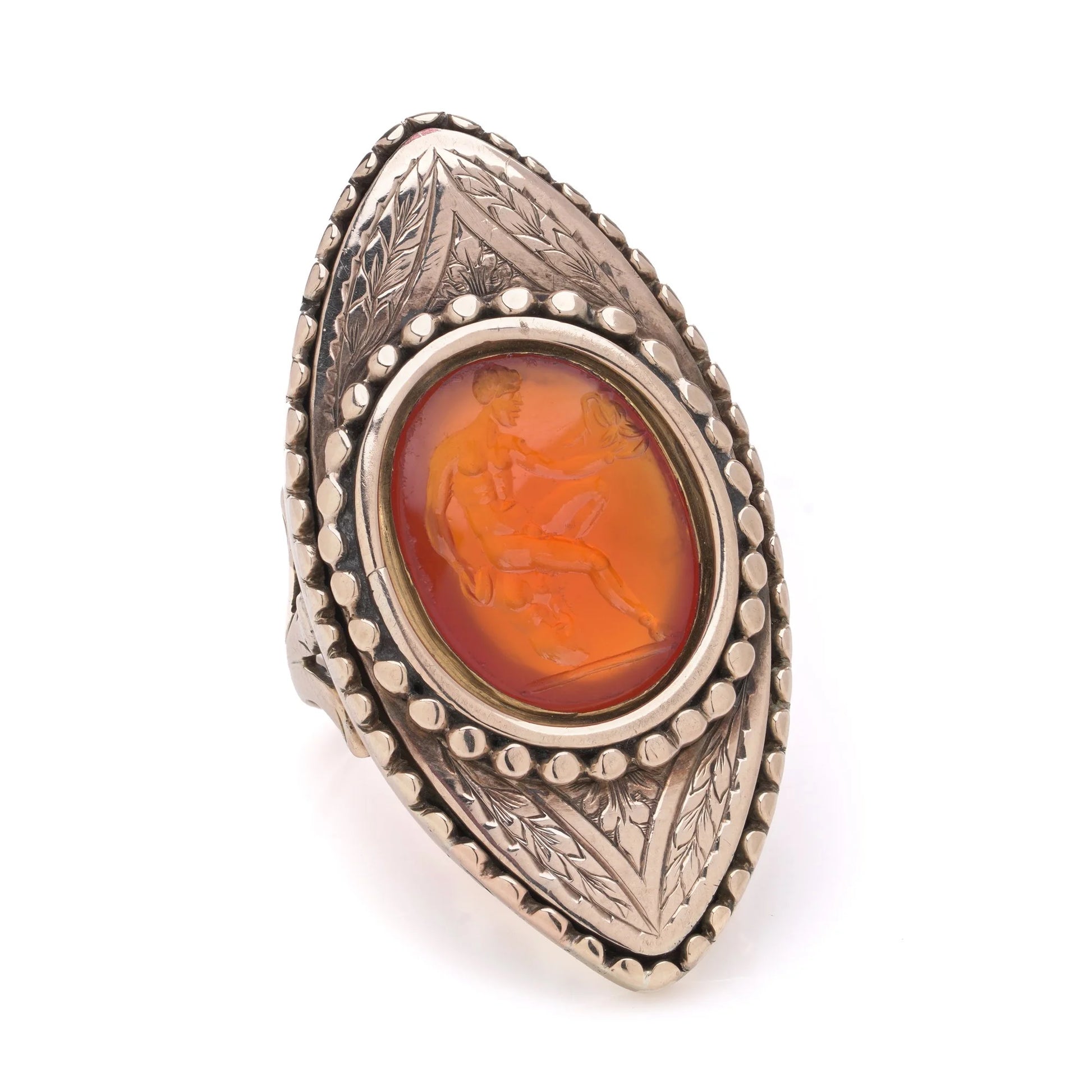 Victorian Antique Roman Carnelian Cameo Ring in 15ct Gold