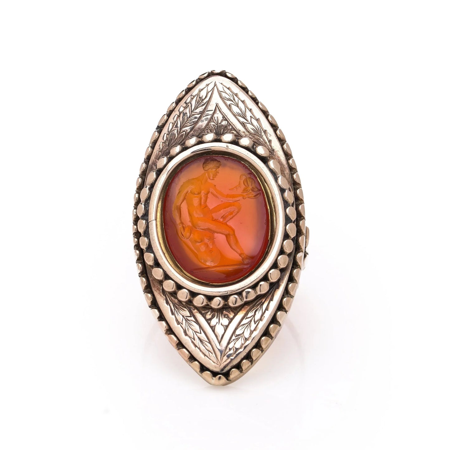 Victorian Antique Roman Carnelian Cameo Ring in 15ct Gold