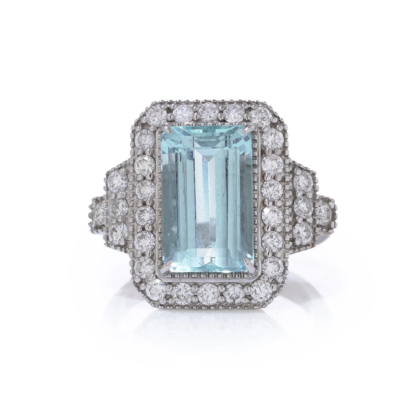 Vintage 5.5ct Aquamarine and Diamond Cluster Ring