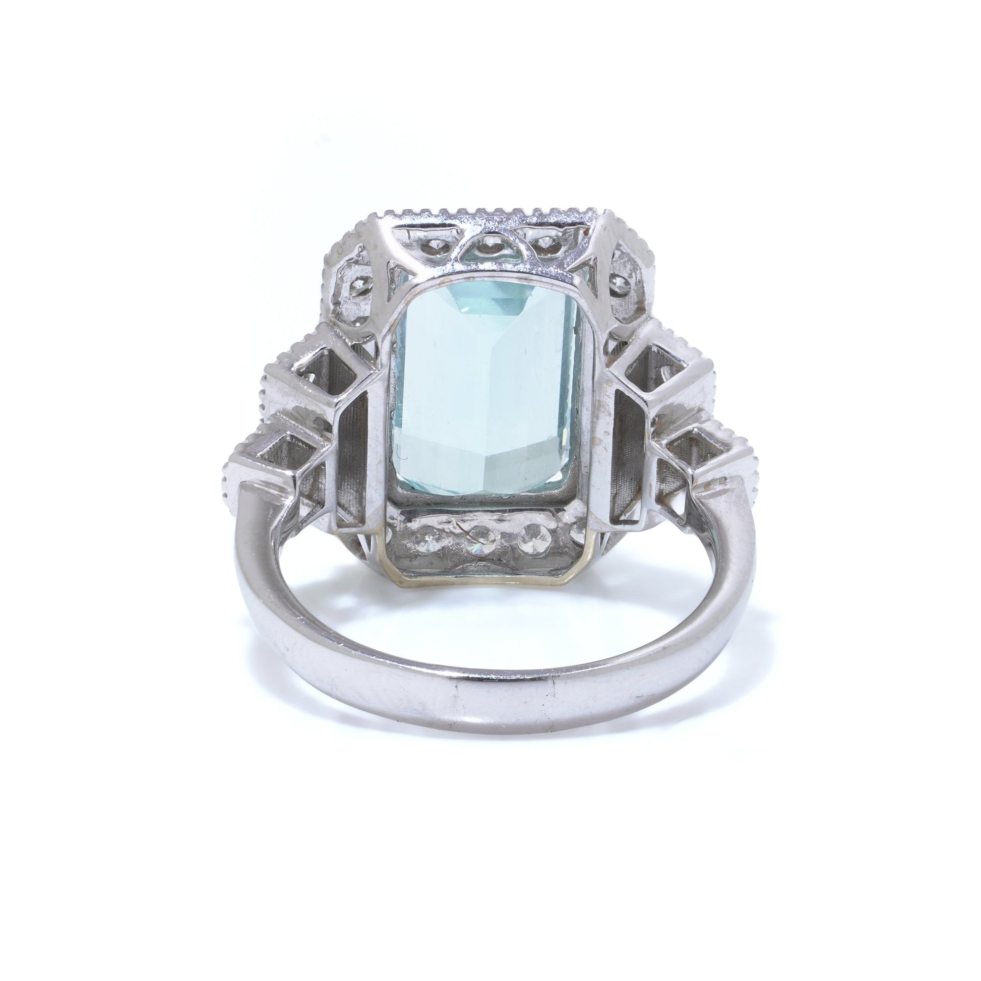 Vintage 5.5ct Aquamarine and Diamond Cluster Ring