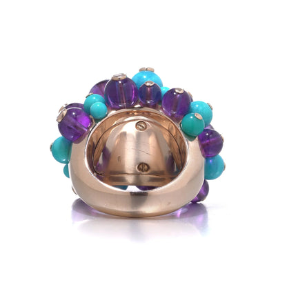 Cartier Turquoise Amethyst and Diamond Cocktail Ring