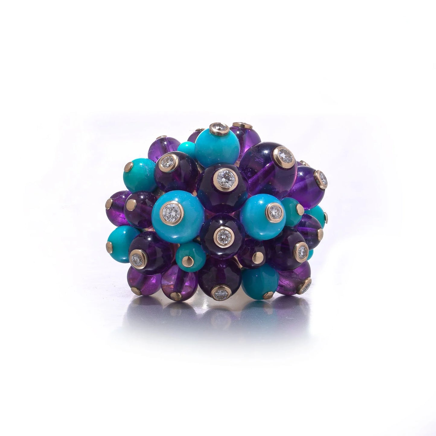 Cartier Turquoise Amethyst and Diamond Cocktail Ring