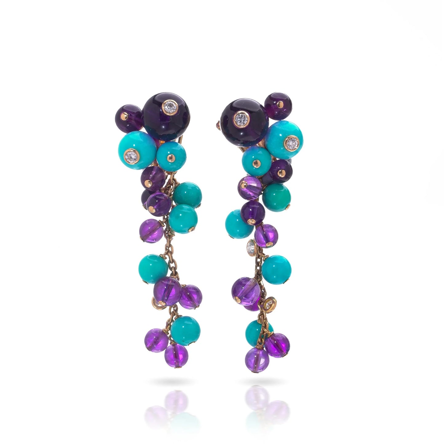 Cartier Les Delices De Goa Turquoise, Amethyst & Diamond Day Night Earrings