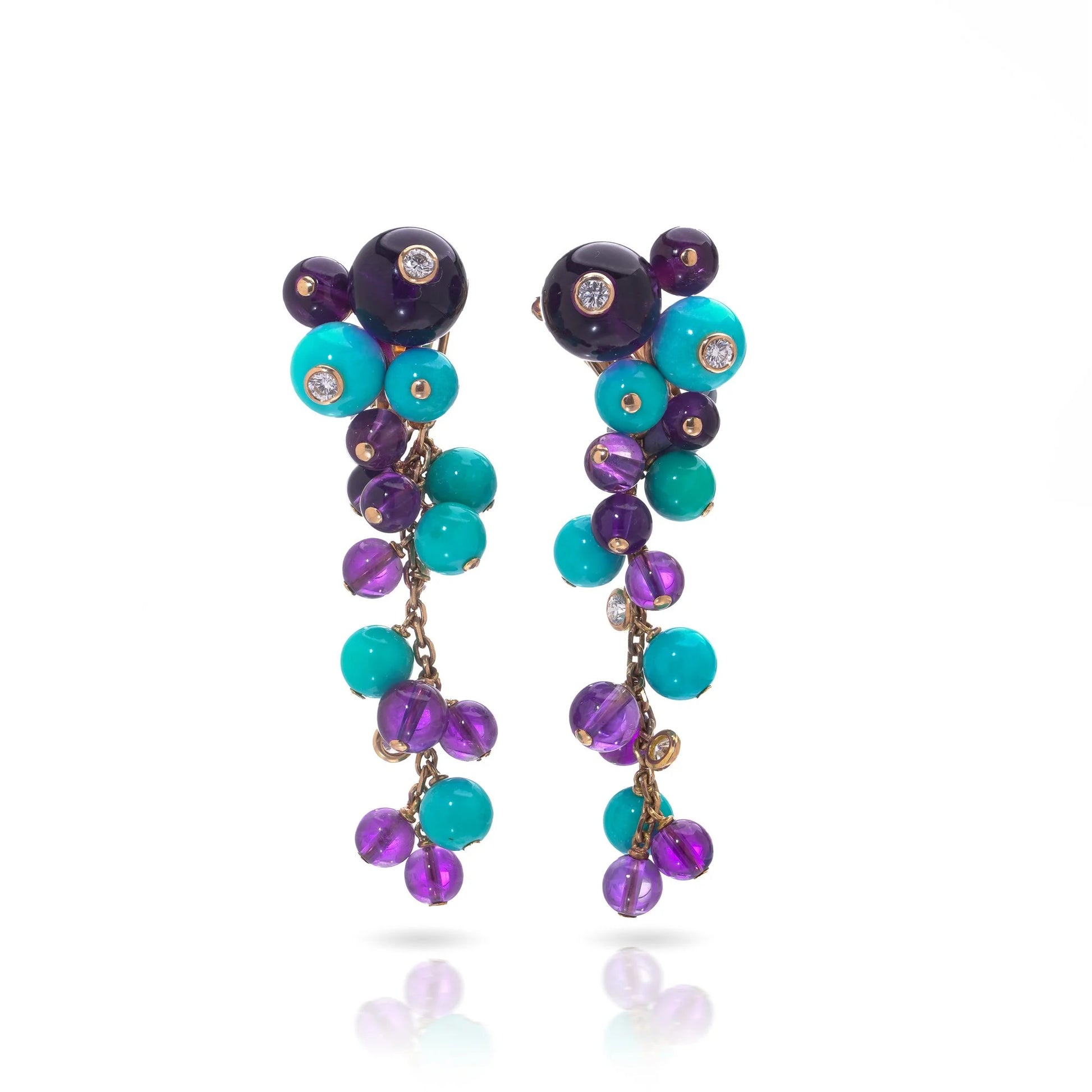 Cartier Les Delices De Goa Turquoise, Amethyst & Diamond Day Night Earrings