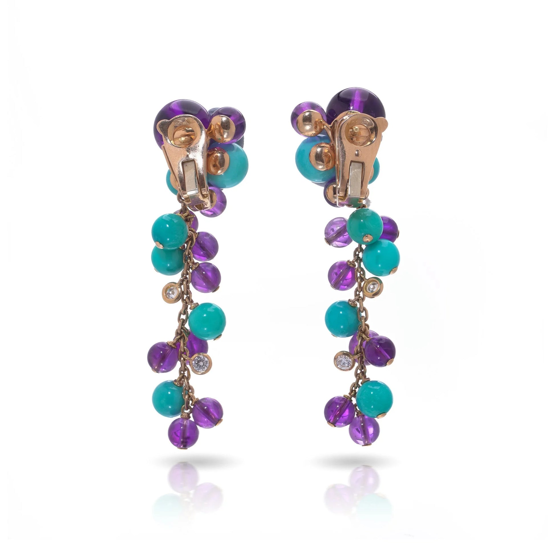 Cartier Les Delices De Goa Turquoise, Amethyst & Diamond Day Night Earrings