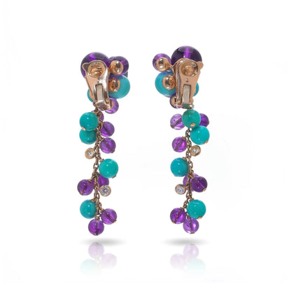 Cartier Les Delices De Goa Turquoise, Amethyst & Diamond Day Night Earrings