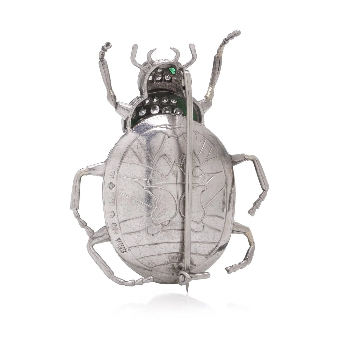 Vintage 18 Carat Gold Chrysoberyl Beetle Brooch With Diamonds