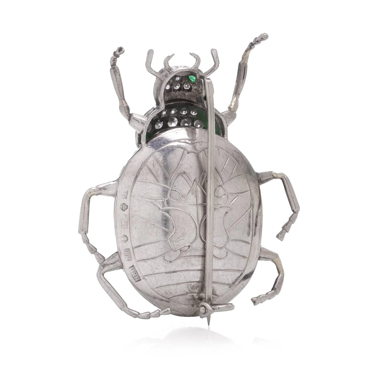 Vintage 18 Carat Gold Chrysoberyl Beetle Brooch With Diamonds