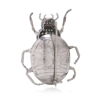 Vintage 18 Carat Gold Chrysoberyl Beetle Brooch With Diamonds