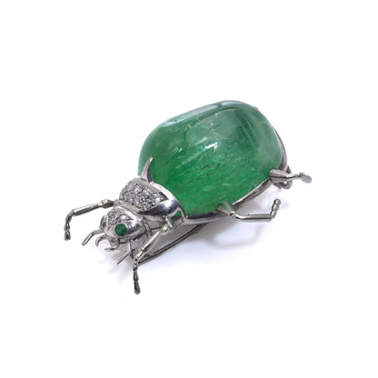 Vintage 18 Carat Gold Chrysoberyl Beetle Brooch With Diamonds