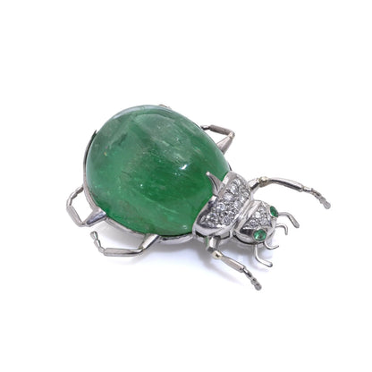 Vintage 18 Carat Gold Chrysoberyl Beetle Brooch With Diamonds