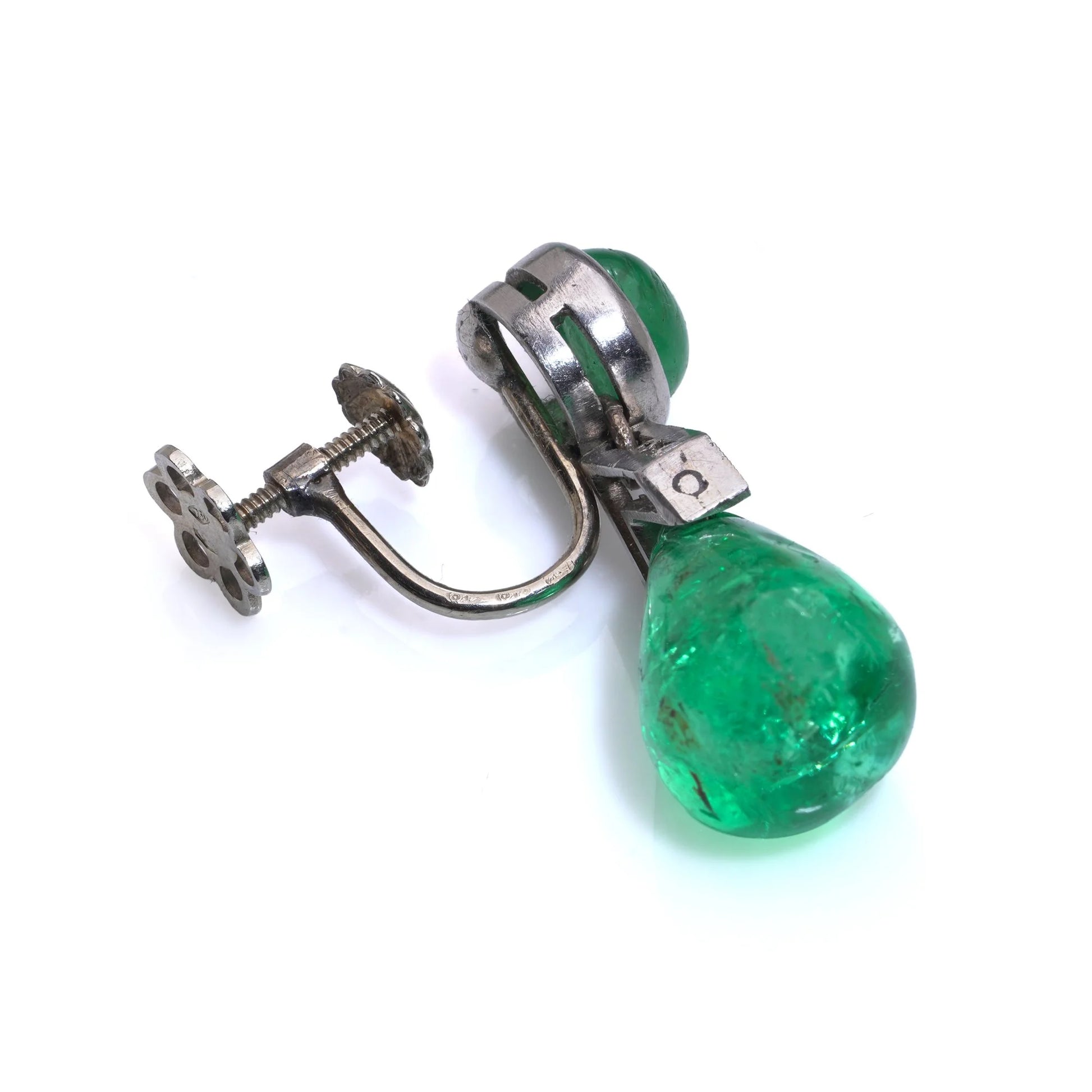 Art Deco Platinum Colombian Emerald Earrings