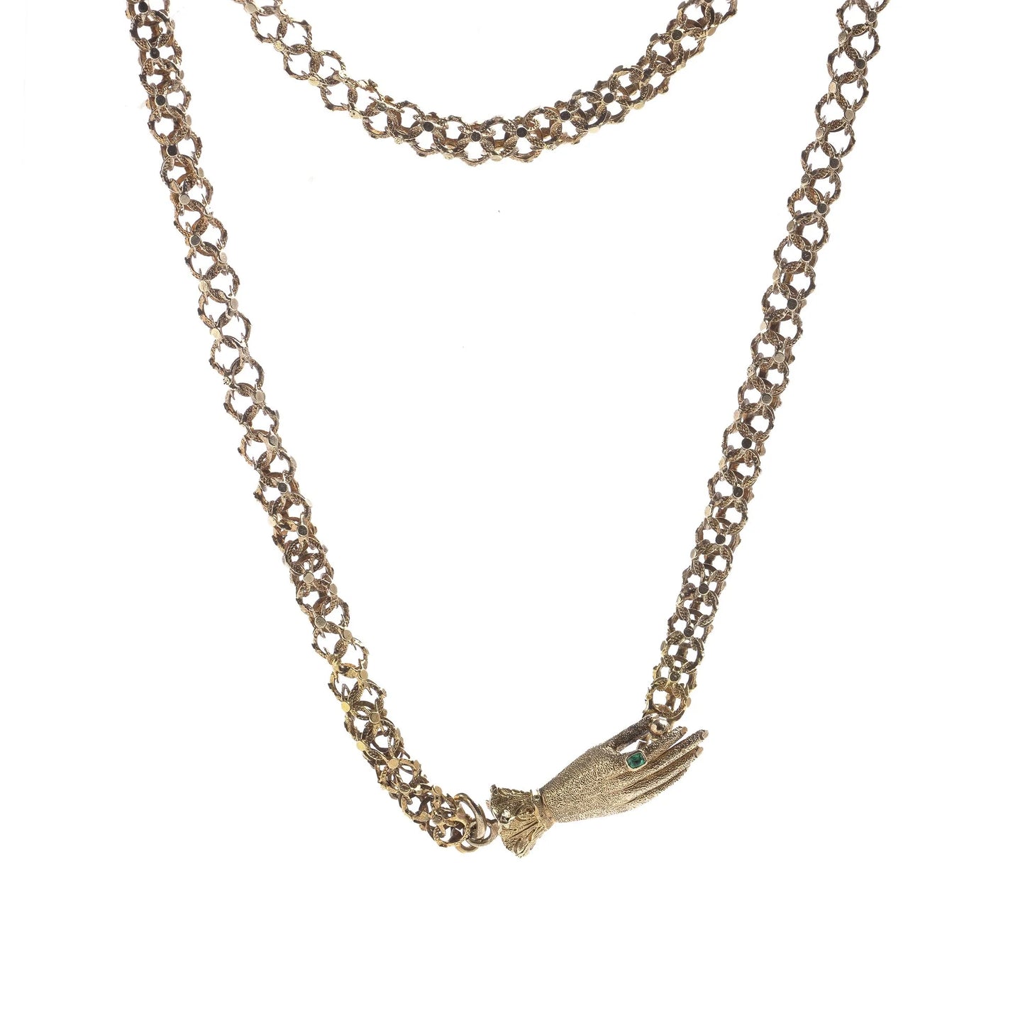 Georgian Antique 18ct Gold Chain Necklace with Hand Pendant, Circa 1800