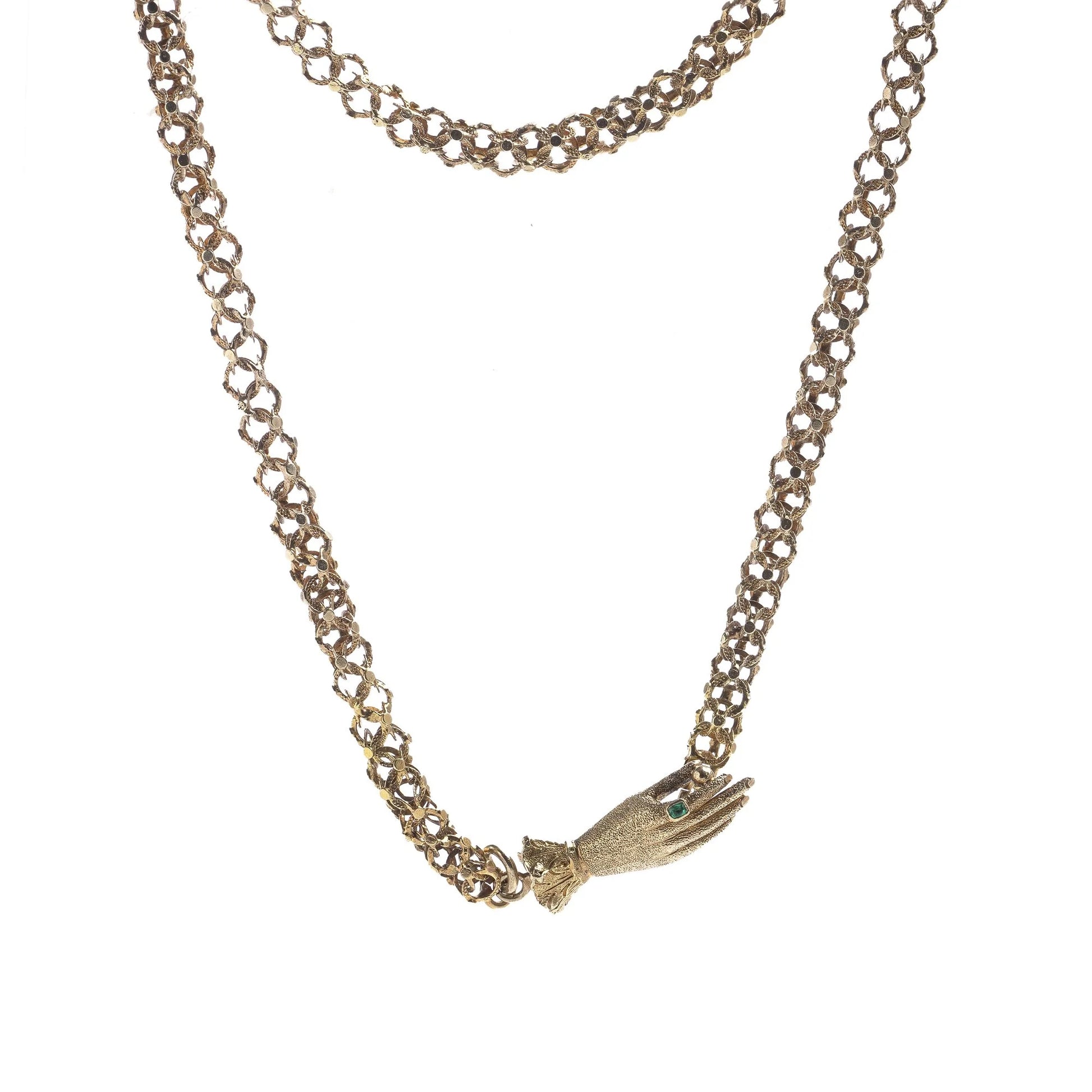 Georgian Antique 18ct Gold Chain Necklace with Hand Pendant, Circa 1800