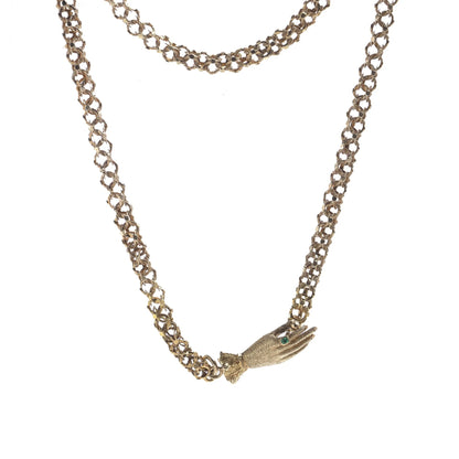 Georgian Antique 18ct Gold Chain Necklace with Hand Pendant, Circa 1800