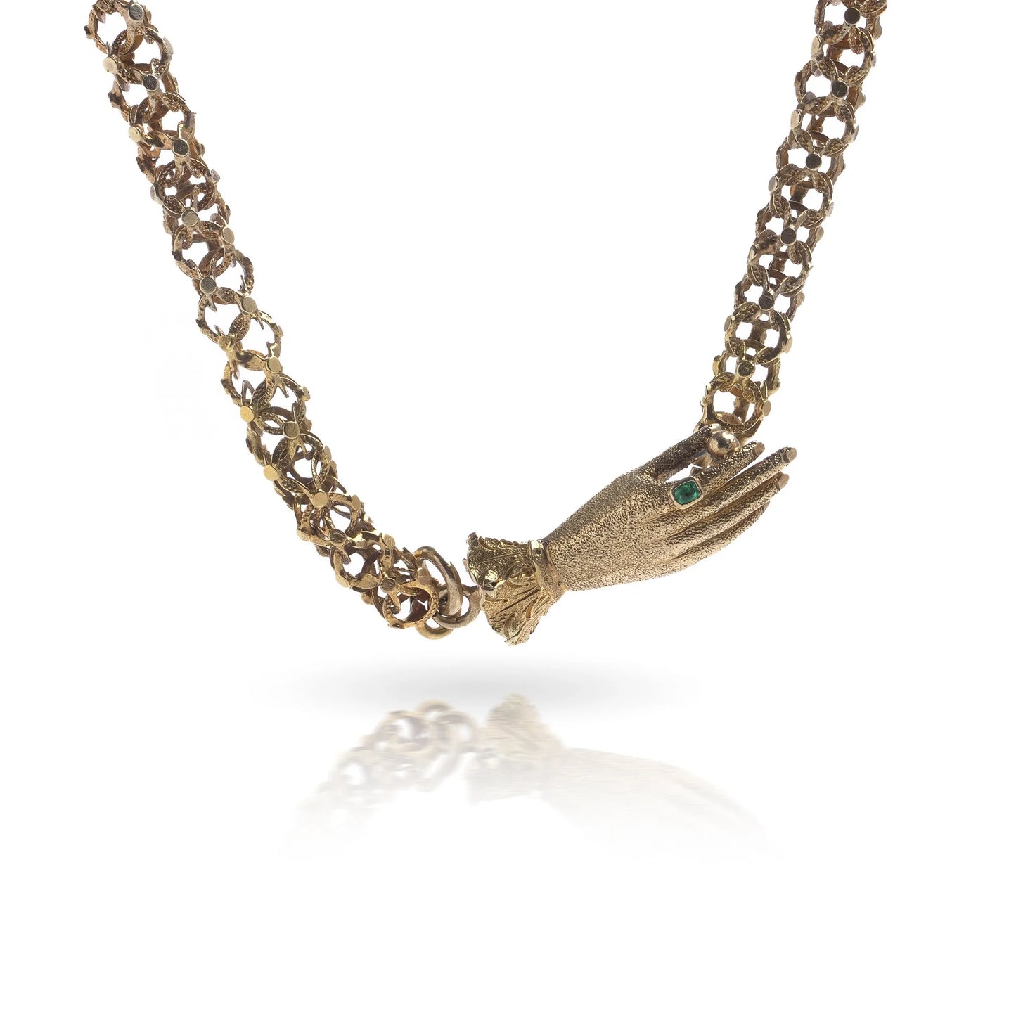 Georgian Antique 18ct Gold Chain Necklace with Hand Pendant, Circa 1800