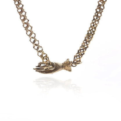Georgian Antique 18ct Gold Chain Necklace with Hand Pendant, Circa 1800