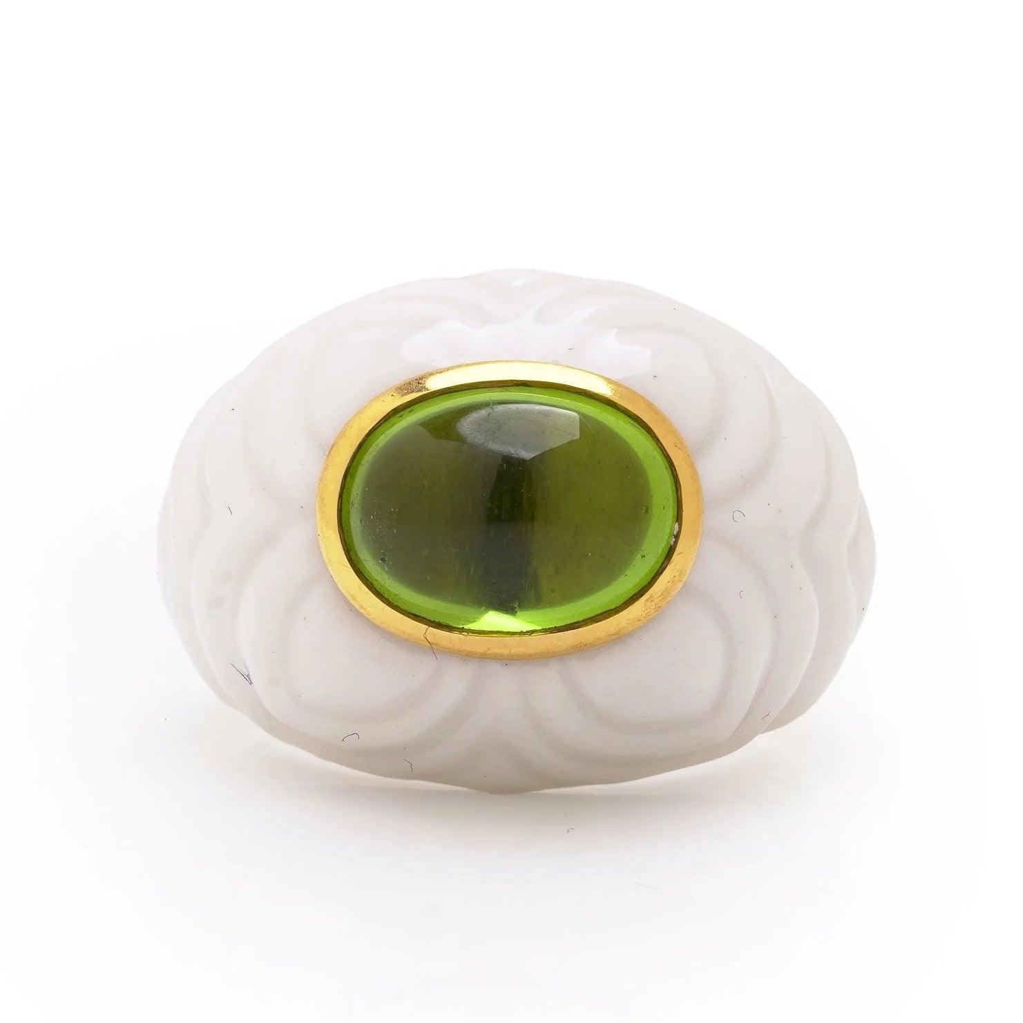 Bvlgari Peridot and White Ceramic Ring in 18ct Gold