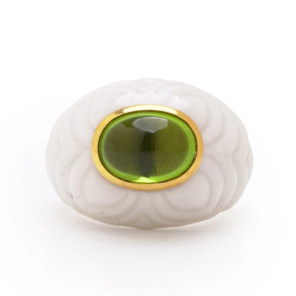 Bvlgari Peridot and White Ceramic Ring in 18ct Gold