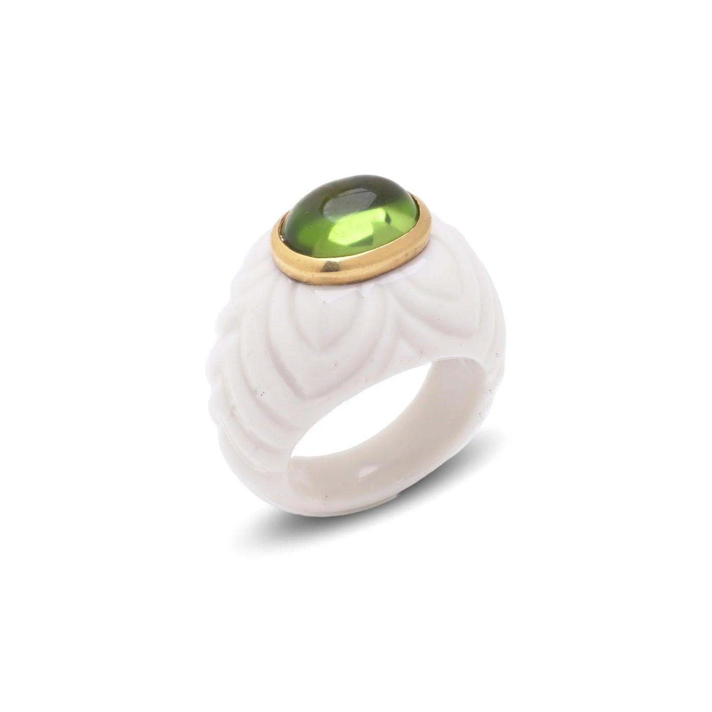 Bvlgari Peridot and White Ceramic Ring in 18ct Gold