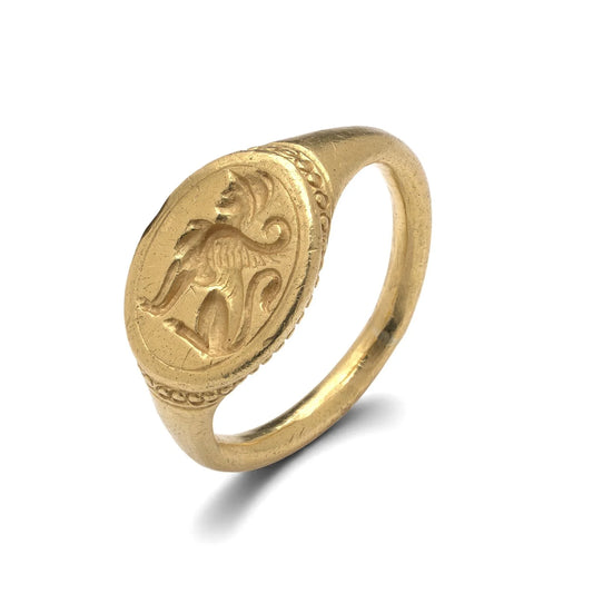 22 Carat Antique Gold Signet Ring With Griffon Motif, c.18th Century